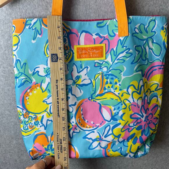 Lilly Pulitzer Tote Bag Hawaiian Print Preppy Classic Beach Vacation Pink Canvas - Picture 6 of 10